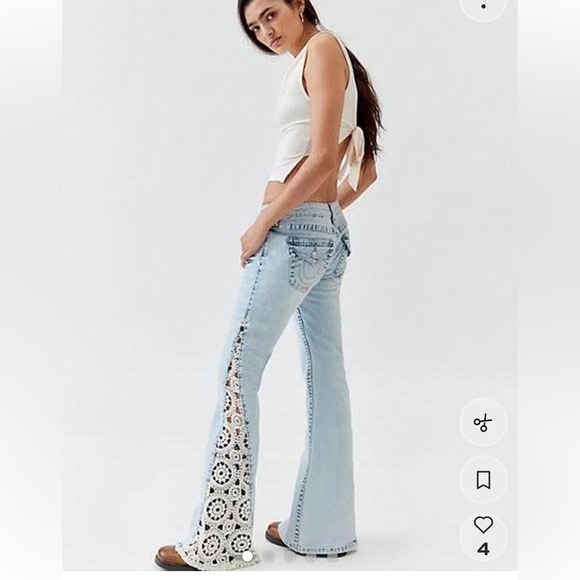 True Religion Denim - True Religion Light Wash , Low Rise, Crochet ,Joey Flare Jeans